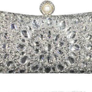 Mini Pearl Clasp Crystal Clutch Purses for Women, Evening Bags Wedding Handbag,